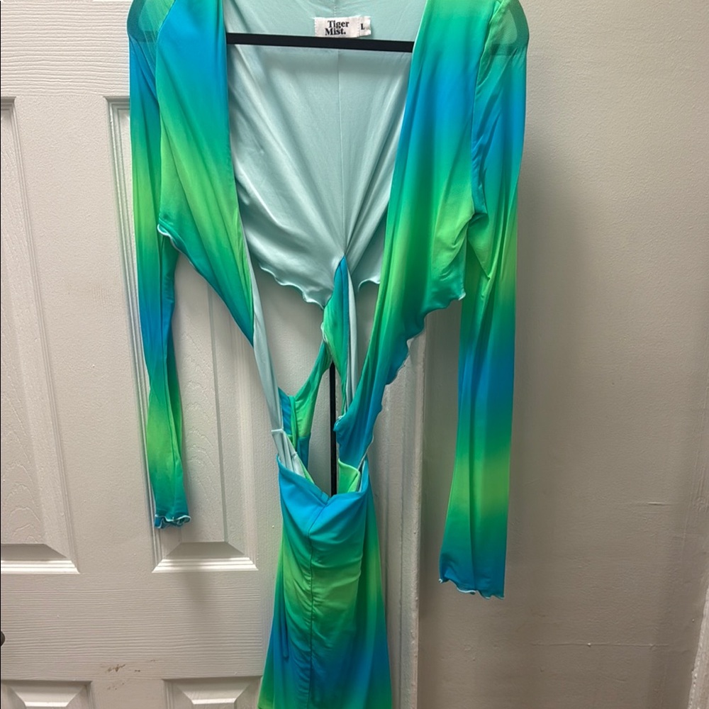 Vibrant Green and Blue Gradient Dress